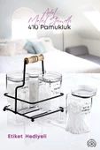 GRİMOR Life Metal Standlı 4 Lü Akrilik Kulak Pamuğu- Pamuk & Makyaj Pamuğu& Diş Ipi Organizeri- Etiket Hediyeli - 1