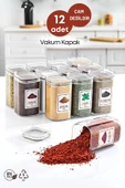 GRİMOR Life 12 Adet Vakum Kapaklı Etiket Hediyeli Mika Baharatlık Seti 250 Ml- Cam Değildir - 1