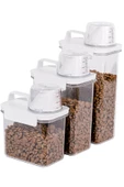 GRİMOR Life 3 Lü Sızdırmaz Depolama Kedi Köpek Mama Saklama Kabı- Ölçekli Erzak Depolama 1100 ml 1800 ml 2300 ml - 3