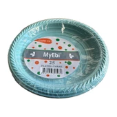 Kullan At Renkli Turkuaz Parti Davet Plastik Tabak - 17 Cm. - 25 Adetlik Paket - 1