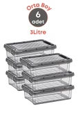 GRİMOR Life 6 Adet Kilitli Saklama Kutusu Dolap İçi Düzenleyici Organizer Saklama Kabı 3 Lt Gri - 6