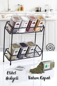 GRİMOR Life Metal Standlı Violet 8'li Vakum Kapaklı Mika Baharatlık Seti 250 ml Etiket Hediyeli - 1