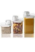 GRİMOR Life 3 Lü Sızdırmaz Depolama Erzak Bakliyat Saklama Kabı- Ölçekli Kapak 1100 ml 1800 ml 2300 ml - 2