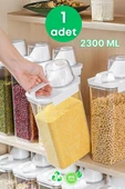 GRİMOR Life 1 Adet Sızdırmaz Depolama Erzak Bakliyat Saklama Kabı- Ölçekli Kapak 2300 ml Etiket Hediyeli - 2