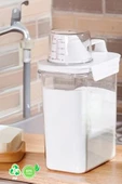 GRİMOR Life 2 Li Sızdırmaz Depolama Sıvı Toz Deterjan Erzak Saklama Kutusu- Ölçekli Kap 1100 ML 1800 ML - 6
