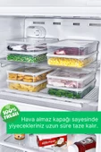GRİMOR Life 4 Adet Buzdolabı Düzenleyici Saklama Kabı Seti 2,3 Lt Şeffaf- Sebze Meyve Erzak Saklama -dipfriz - 4
