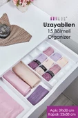 GRİMOR Life Uzayabilen Ayarlanabilen 15 Bölmeli Dolap İçi Düzenleyici Organizer Beyaz Renk - 1