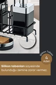 GRİMOR Life Metal Standlı Krom Detaylı Banyo Seti Siyah- Sıvı Sabunluk Katı Sabunluk Diş Fırçalık - 3