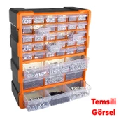 Çekmeceli 39'lu Takım Çantası Plastik Organizer Vida Dübel Civata Kutusu Bölmeli Avadanlık Monoblok - 5