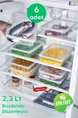 GRİMOR Life 6 Adet Derin Dondurucu Saklama Kabı Seti 2,3 Lt Şeffaf- Buzdolabı Düzenleyici -dipfriz - 1