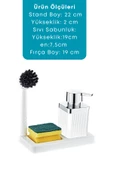 GRİMOR Life Fırçalı Sıvı Sabunluk Süngerlik Standlı Mutfak Banyo Seti - 3
