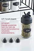 GRİMOR Life Metal Standlı 8'li Çift Kapaklı Cam Baharatlık Seti-tuzluk Biberlik Baharatlık Takım - 2