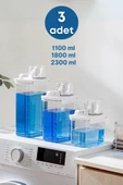 GRİMOR Life 3 Lü Sızdırmaz Depolama Sıvı Toz Deterjan Saklama Kutusu- Banyo Organizeri 1100 ml 1800 ml 2300 ml - 2