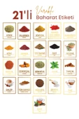 GRİMOR Life 21 Li Renkli Resimli Varak Yaldızlı Suya Dayanıklı Baharat Etiketi Sticker - 1
