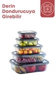 GRİMOR Life 5 Adet Sızdırmaz Saklama Kabı - (350 ML 670 ML 1,2 LT 2 LT 3,2 LT)-derin Dondurucu Ve Mikrodalga - 5
