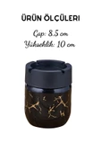 GRİMOR Life 2 Adet Siyah Mermer Desenli Dekoratif Cam Kokusuz Küllük Kül Tablası Seti 425 Cc - 2