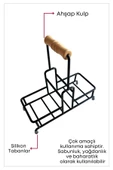 GRİMOR Life 2 Bölmeli Çok Amaçlı Ahşap Kulplu Metal Stand Düzenleyici Organizer- Sıvı Sabunluk- Yağdanlık Standı - 3