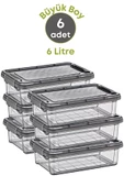 GRİMOR Life 6 Adet Kilitli Jumbo Boy Erzak Saklama Kabı Buzdolabı Düzenleyici 6 Lt.-dipfriz - 3