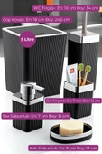 GRİMOR Life 5 Parça Akrilik Çizgili Metalize Kaplamalı Lüx Banyo Seti Siyah 3 Adet Duş Lifi Hediye - 2