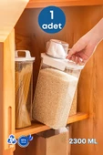 GRİMOR Life 1 Adet Sızdırmaz Depolama Erzak Bakliyat Saklama Kabı- Ölçekli Kapak 2300 ml Etiket Hediyeli - 1