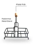 GRİMOR Life Metal Standlı Krom Detaylı Banyo Seti Siyah- Sıvı Sabunluk Katı Sabunluk Diş Fırçalık - 8