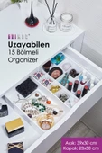 GRİMOR Life Uzayabilen Ayarlanabilen 15 Bölmeli Çekmece Içi Düzenleyici Organizer Beyaz Renk - 1
