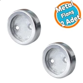 Yuvarlak Askı Flanşı Metal Kapaklı Flanş Dolap Elbise Askı Aparatı Krom (2 ADET) - 1