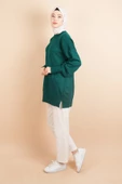 Yumoş Tesettür Tunik Basic Düz Tunik Kazak Zümrüt - 3