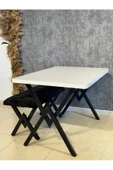Puflu set takım 80x120 Mutfak Masa Takımı-yemek Masa Takımı BEYAZ 75 cm yükseklik - 2