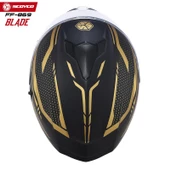 SCOYCO FF-869 BLADE MAT SİYAH-GOLD GÜNEŞ VİZÖRLÜ KAPALI KASK thumbnail 6