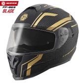 SCOYCO FF-869 BLADE MAT SİYAH-GOLD GÜNEŞ VİZÖRLÜ KAPALI KASK thumbnail 1