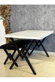 Puflu set takım 80x120 Mutfak Masa Takımı-yemek Masa Takımı BEYAZ 75 cm yükseklik - 1