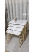 4'lü Metal Zigon Sehpa GOLD TAPLA : GRİ - 1
