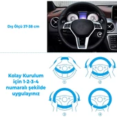 Oto Geçme Direksiyon Kılıfı Desenli Suni Deri Bej Renk TEQ-012BE - 4