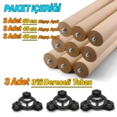 3'lü Sehpa Ayak Takımı Ahşap Zigon Puf Tabure Ayağı Masa Ayakları Açılı Orta Sehpa Bağlantı Aparatlı - 2