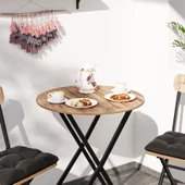 Eportatif Minderli  Bistro Takım Bahçe Masa Sandalye Yuvarlak Çam 1484 - 3