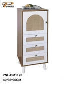 Panalı Rattan 3 Çekmeceli 1 Kapaklı Dolap BM1176 - 2