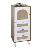 Panalı Rattan 3 Çekmeceli 1 Kapaklı Dolap BM1176 - 1