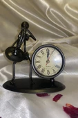 Müzisyen Metal Saat El Yapımı Büro Masa Saat Biblo Trambolin Borozan thumbnail 4