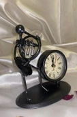 Müzisyen Metal Saat El Yapımı Büro Masa Saat Biblo Trambolin Borozan thumbnail 1