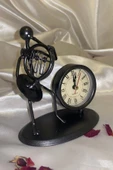 Müzisyen Metal Saat El Yapımı Büro Masa Saat Biblo Trambolin Borozan thumbnail 3