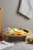 Nishev.com Evini Sev Ayaklı Yuvarlak Kesme Doğrama Tahtası Sunum Tahtası Bambu 30 Cm - 5