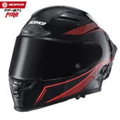 SCOYCO FF-871 FIRE SİYAH-KIRMIZI-CARBON GÜNEŞ VİZÖRLÜ KAPALI KASK (SİYAH CAMLI) thumbnail 1