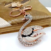 Kristal Taşlı Beyaz Siyah Kuğu Anahtarlık No.2 thumbnail 2