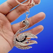 Kristal Taşlı Beyaz Siyah Kuğu Anahtarlık No.2 thumbnail 3