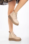 Kadın bot Kalın Taban Nude Cilt Bağcıklı thumbnail 1