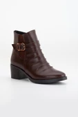 Kadın Topuklu Bot Günlük Kahve Yüzü Büzgülü Kalın Topuklu thumbnail 4