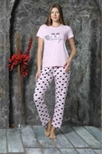 Charme Kadın Milan Bisiklet Yaka Kısa Kol Pijama Takımı K300/514- 1 Adet  Pembe S thumbnail 3