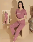 Boyraz Kadın Milan Bisiklet Yaka İnce Kısa Kol Pijama Takımı 11009 - 1 Adet  2XL Pembe thumbnail 1