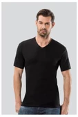 Anıt Erkek Ribana V Yaka Kısa Kol Fanila Atlet 1109 - 6 Adet   Siyah 2XL - 1